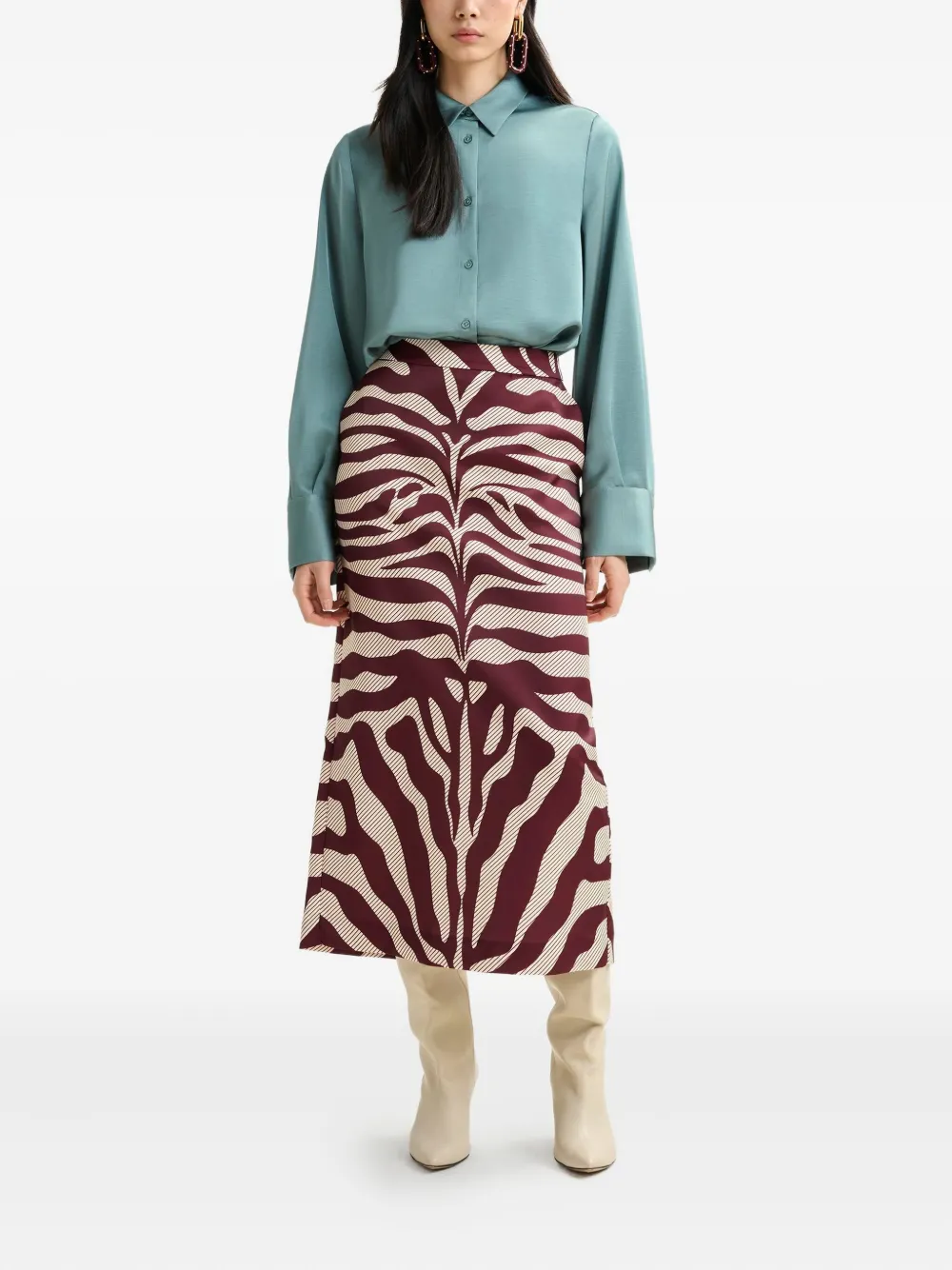 Essentiel Antwerp Midi-rok met zebraprint - Rood