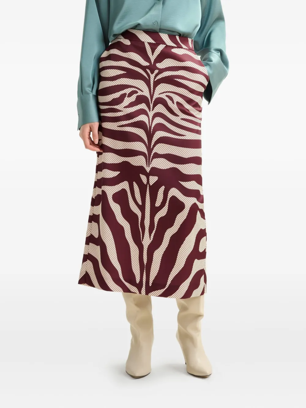 Essentiel Antwerp Zebra-print Mid Skirt In Red