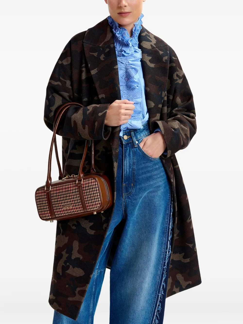 Essentiel Antwerp Igor checked-pattern shoulder bag - Bruin