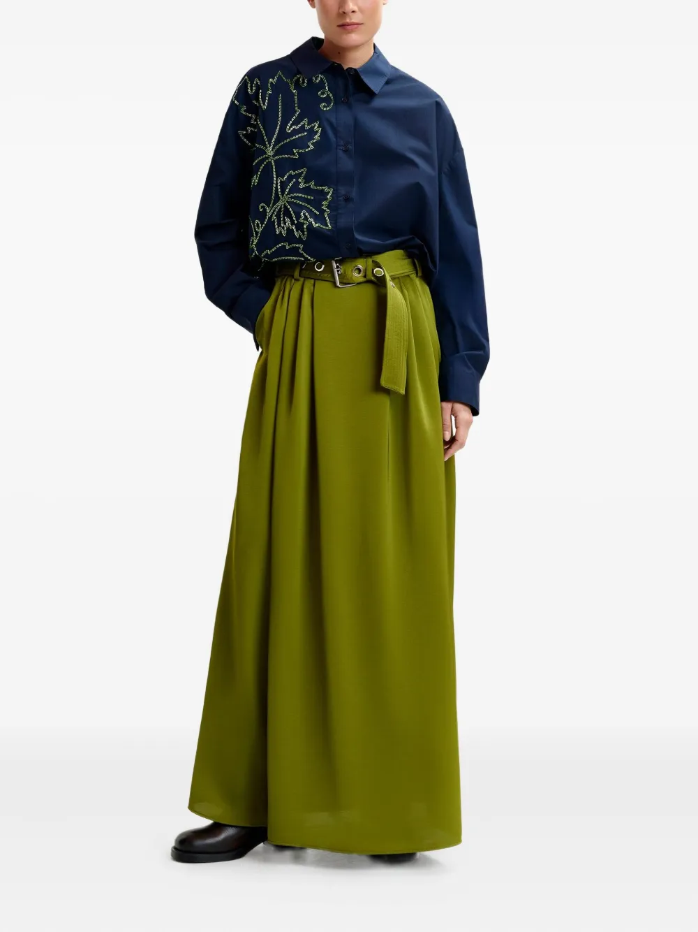 Essentiel Antwerp Rok met ceintuur en geplooid detail - Groen