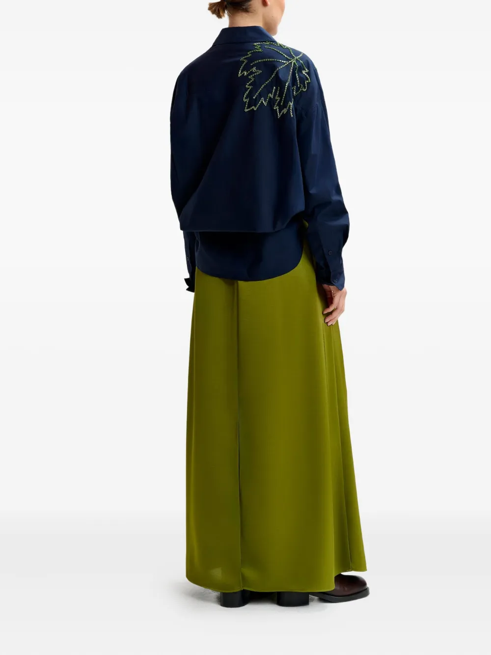 Essentiel Antwerp Pleated-detail Belted Skirt In Green