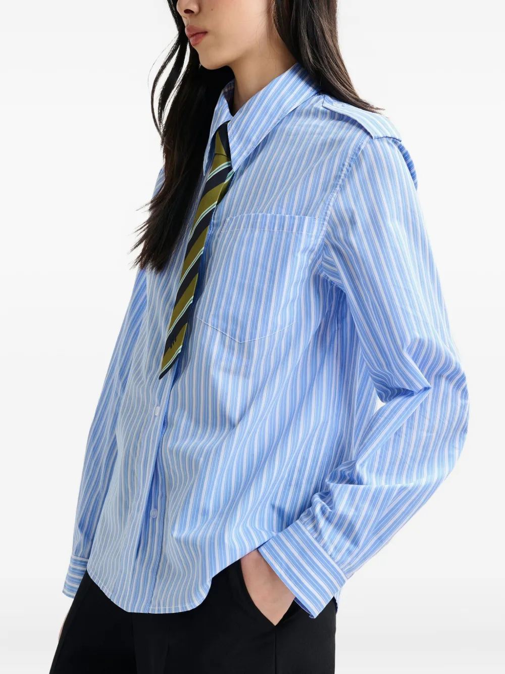 Essentiel Antwerp Stripe-pattern Shirt In Blue