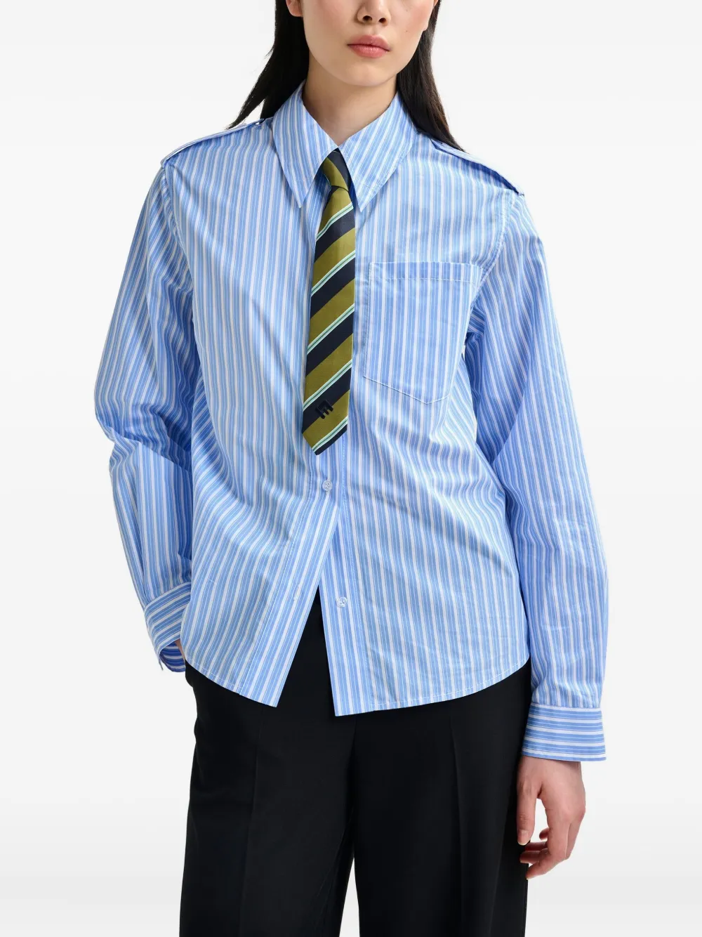 Essentiel Antwerp Stripe-pattern Shirt In Blue