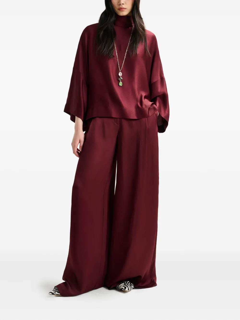 Essentiel Antwerp Blouse met hoge hals - Rood