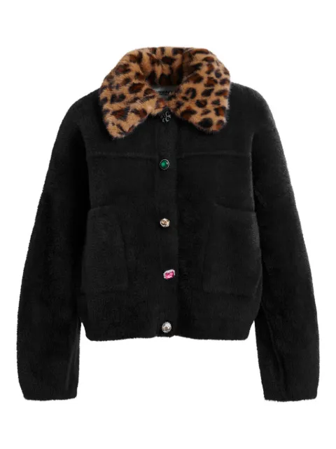 Essentiel Antwerp leopard-print collar button-fastening cardigan