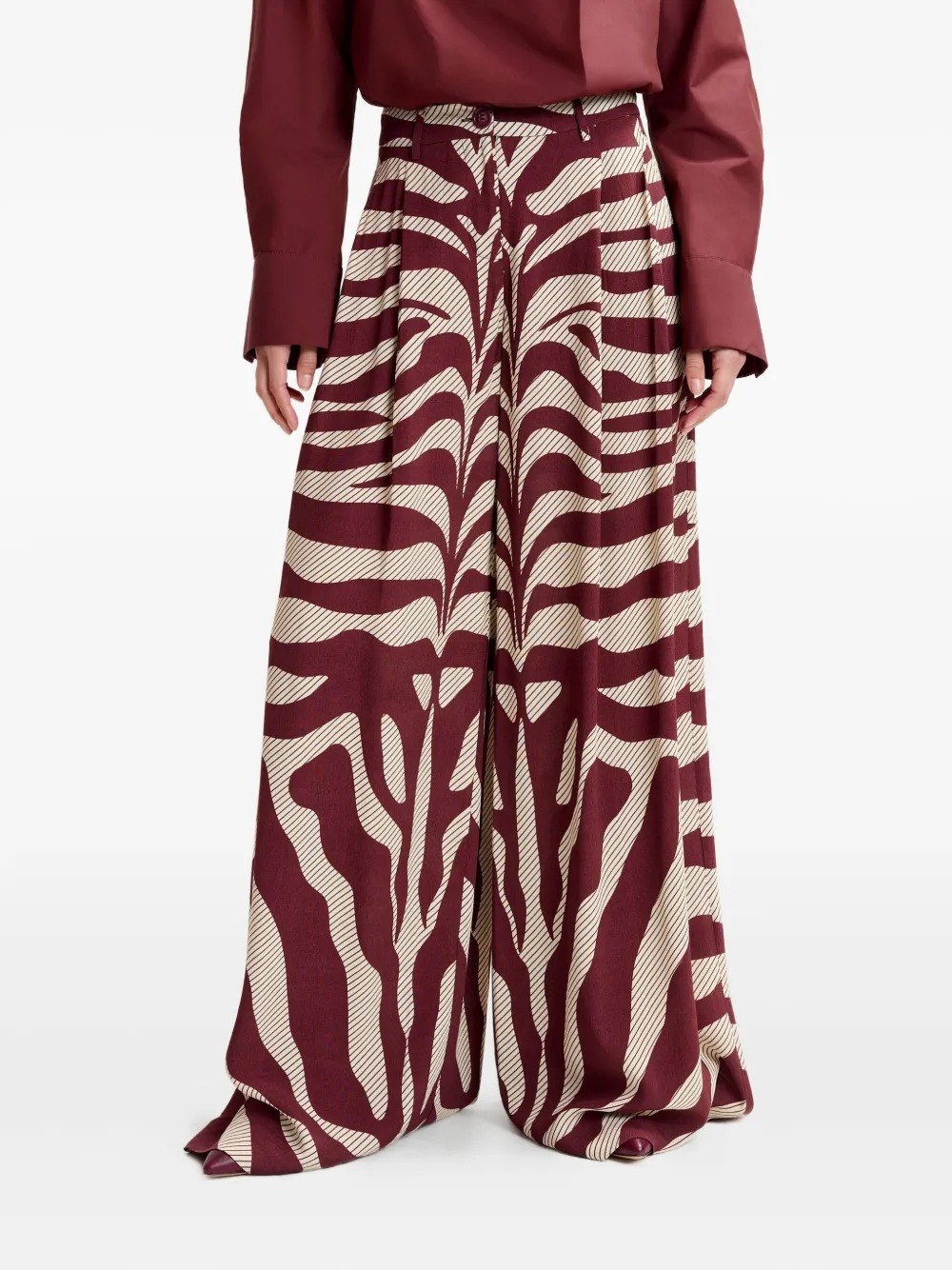 Essentiel Antwerp Palazzo plooibroek met zebraprint Rood