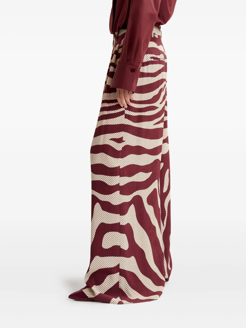 Essentiel Antwerp Palazzo plooibroek met zebraprint Rood