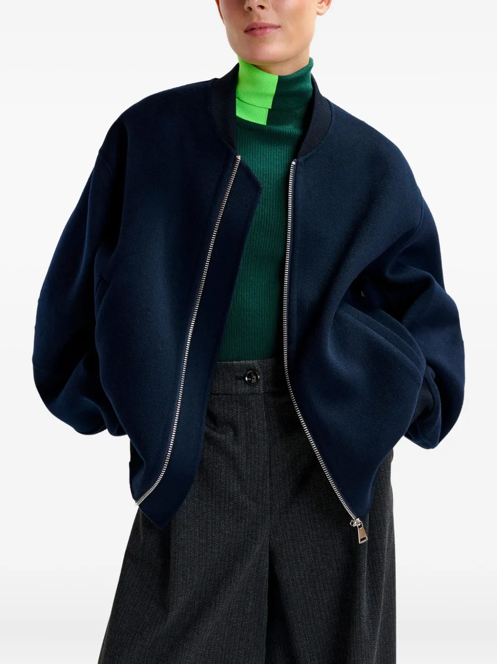 Essentiel Antwerp Zip-fastening Bomber Jacket In Blue