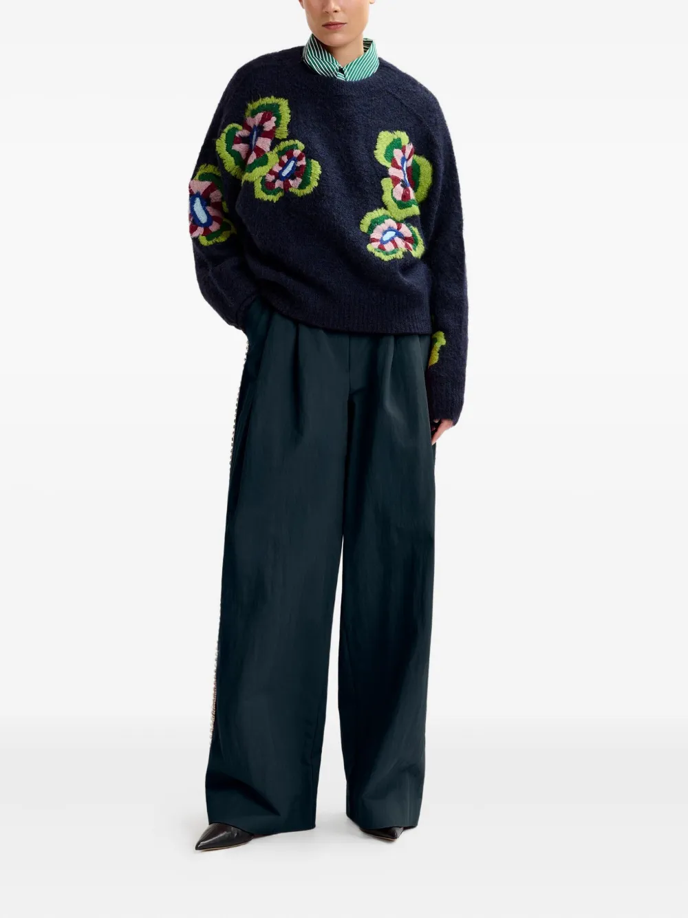 Essentiel Antwerp floral-embroidered crew-neck sweater | Knitted Sweaters | Image 2
