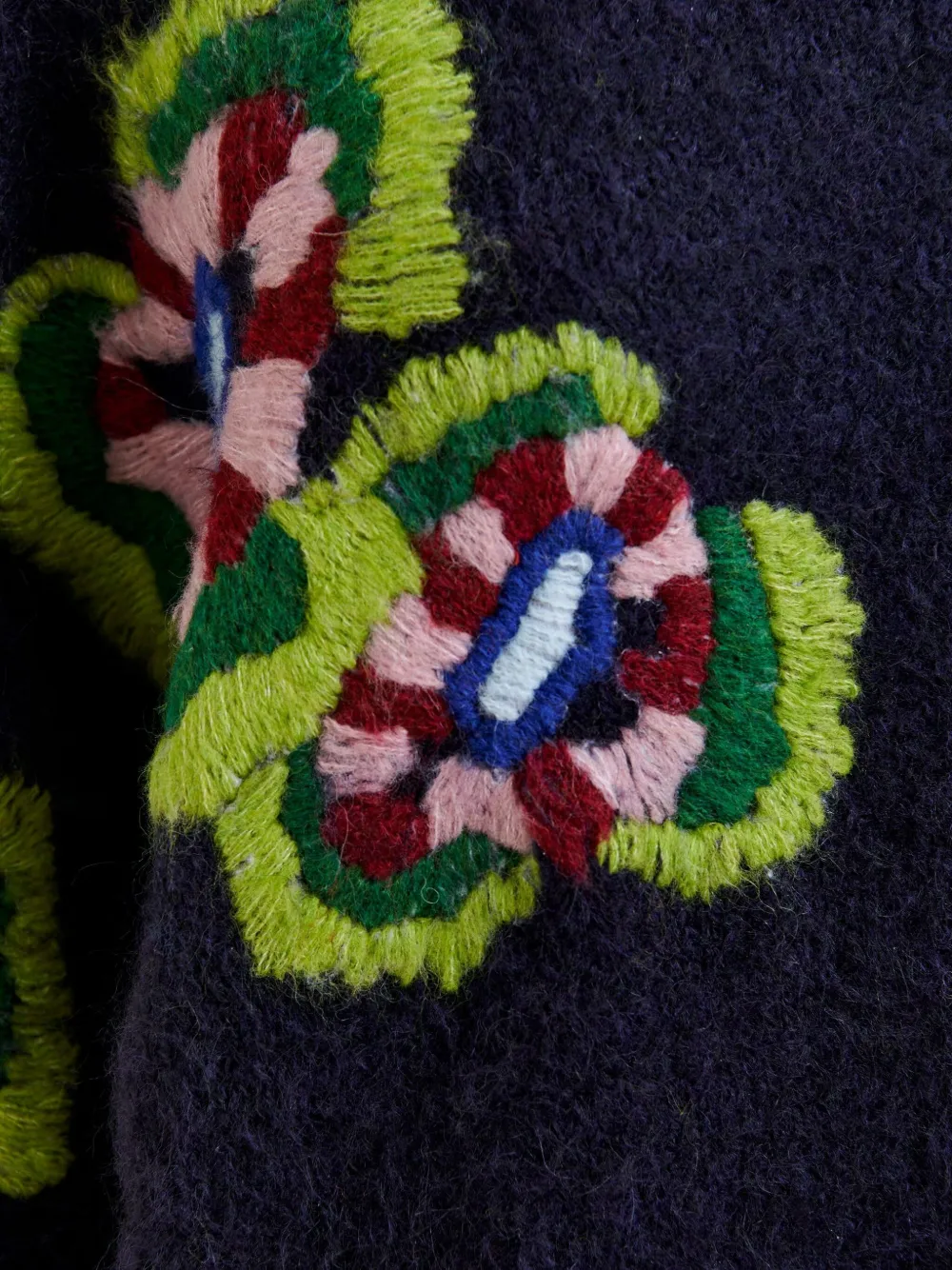 Essentiel Antwerp Trui met geborduurde bloemen en ronde hals Blauw