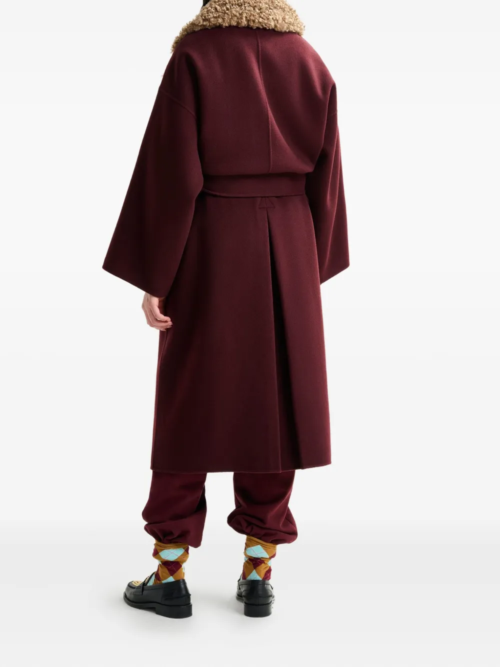 Essentiel Antwerp Irno jas van imitatiebont met ceintuur Rood