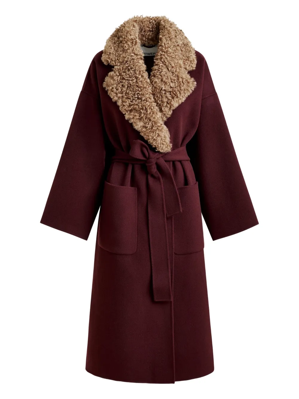 Essentiel Antwerp Irno faux-fur collar belted coat | Red | Image 1