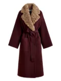 Essentiel Antwerp Irno faux-fur collar belted coat - Red
