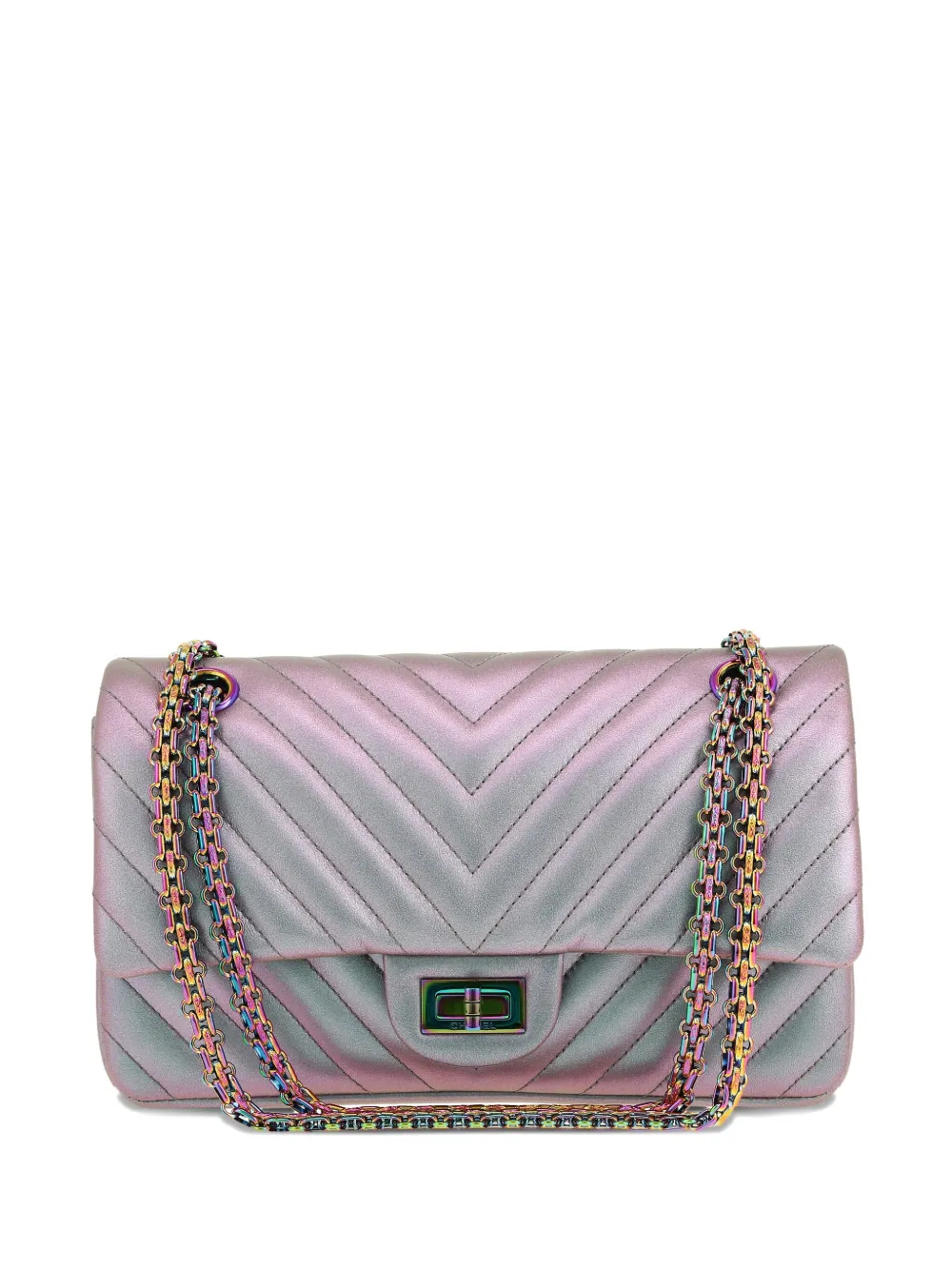 CHANEL Pre-Owned 2018s 2.55 chevron quilted shoulder bag - パープル CHANEL Pre-Owned 2018s 2.55 chevron quilted shoulder bag - パープル