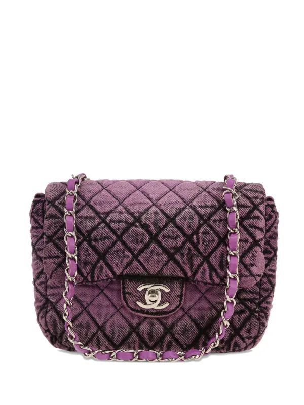 CHANEL デニム キルティング スタッズ ショルダーバッグ CHANEL Pre-Owned キルティング デニムショルダーバッグ | パープル