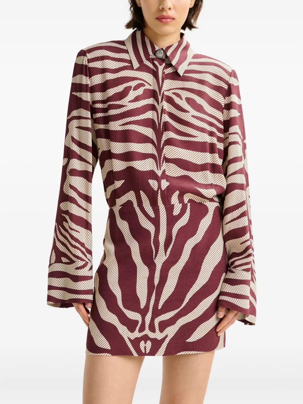 Essentiel Antwerp Mini-jurk met zebraprint en gewatteerde schouders Rood