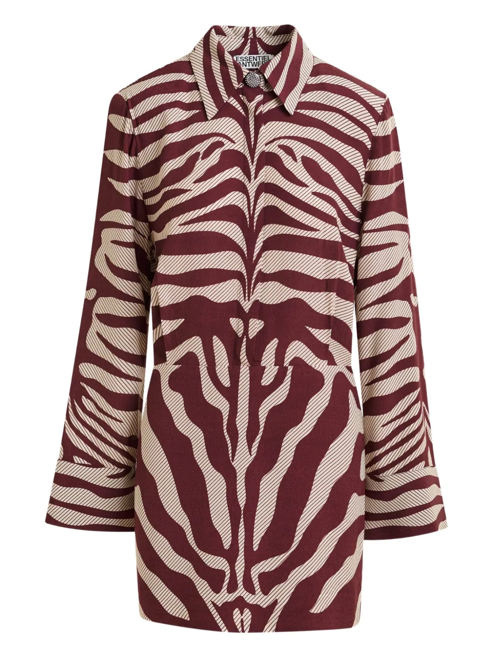 Essentiel Antwerp zebra-print padded-shoulder mini dress - レッド Essentiel Antwerp zebra-print padded-shoulder mini dress - レッド