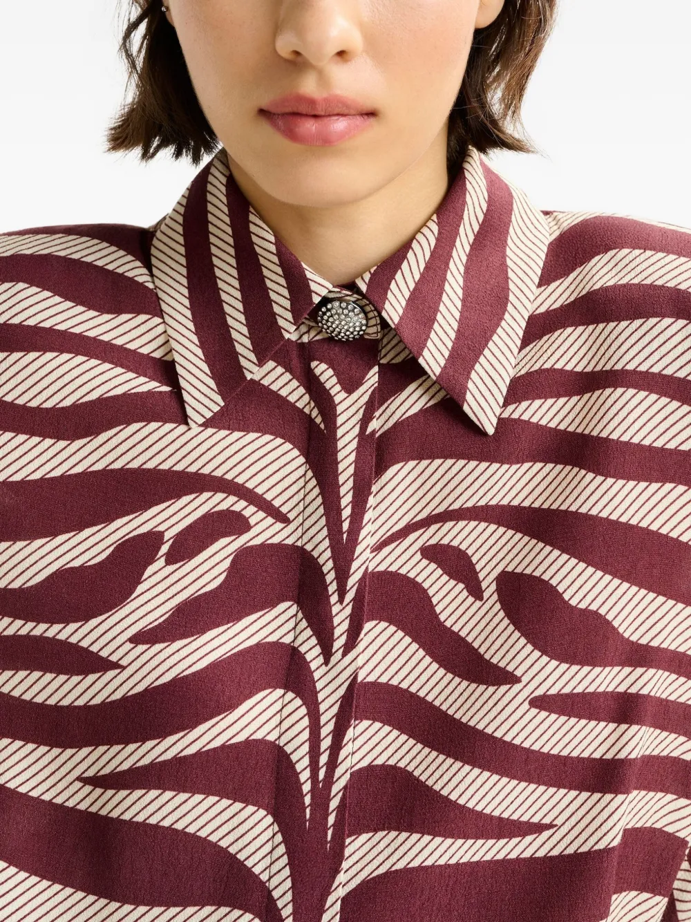 Essentiel Antwerp Mini-jurk met zebraprint en gewatteerde schouders Rood