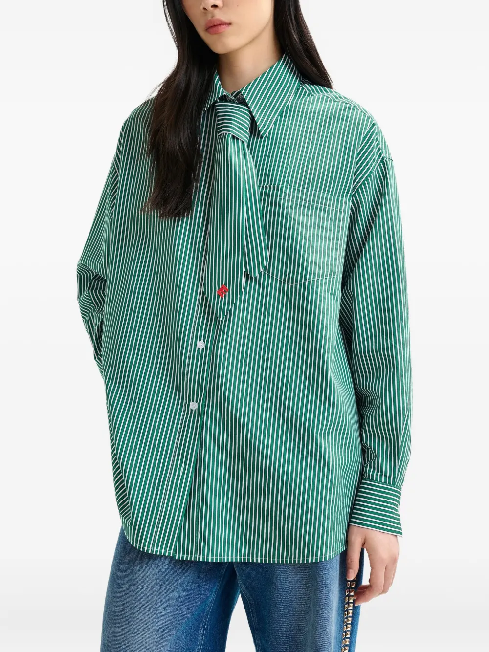 Essentiel Antwerp Stripe-pattern Shirt In Green