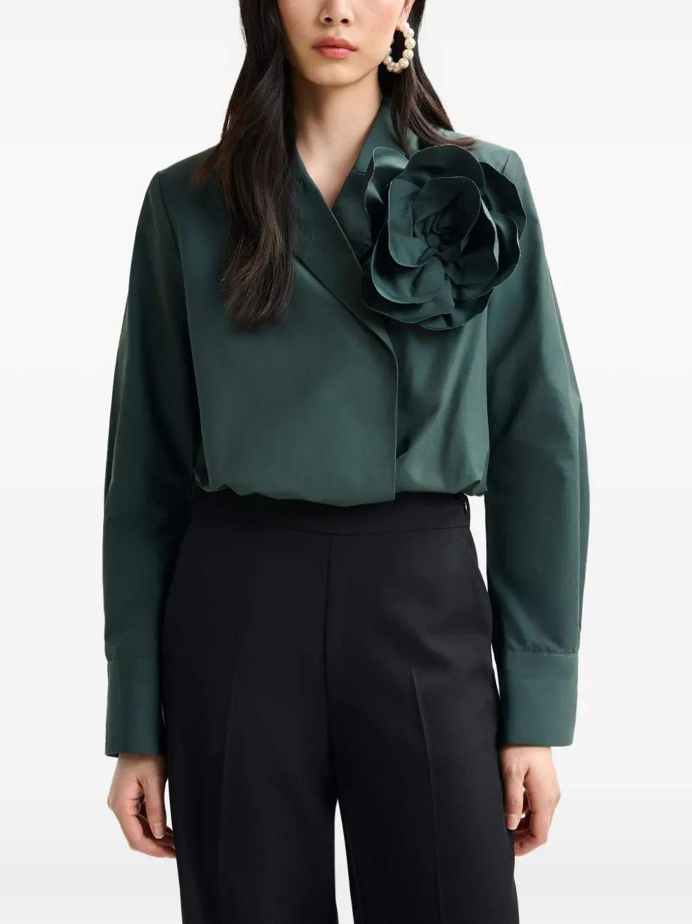 Essentiel Antwerp Flower-embellishment Shirt In Green