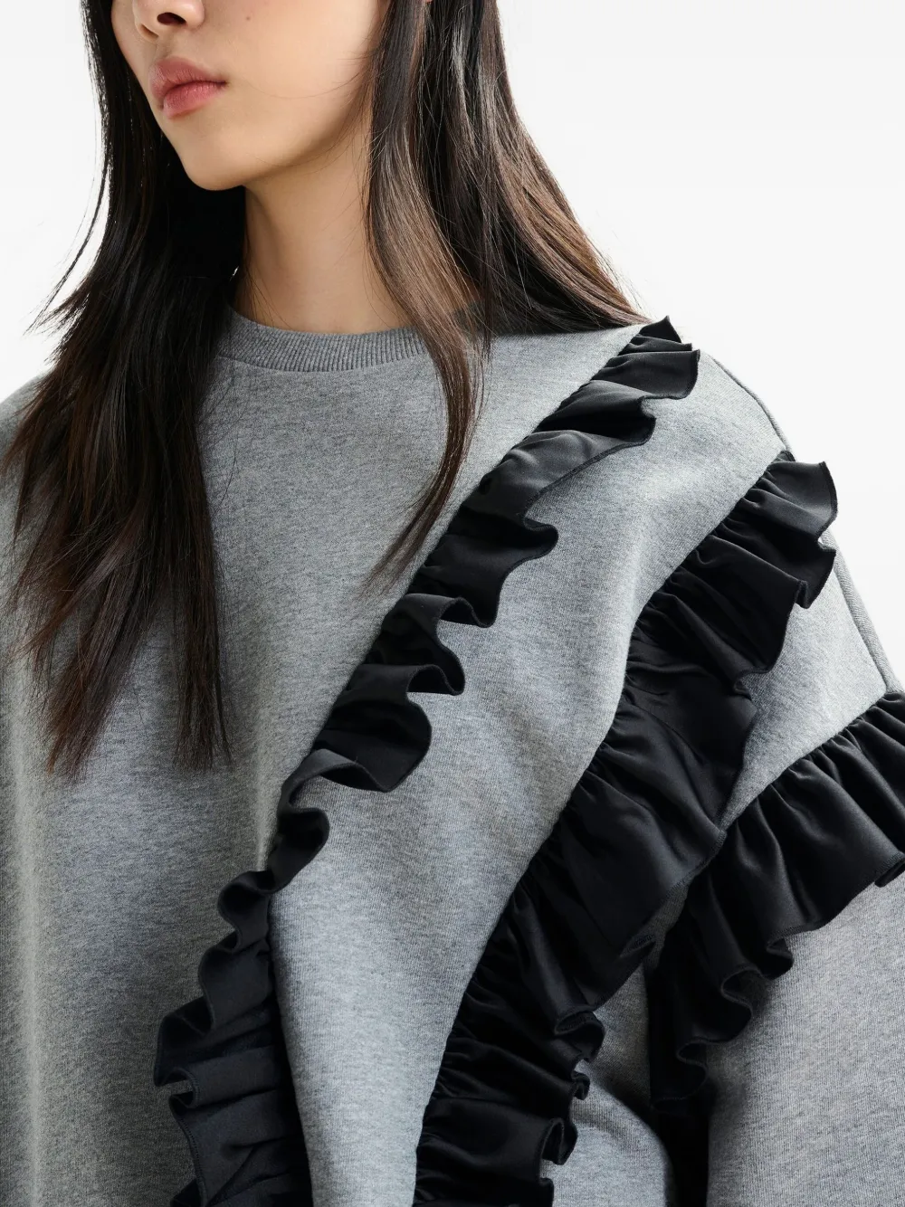 Essentiel Antwerp Iwave sweater met ruches Grijs