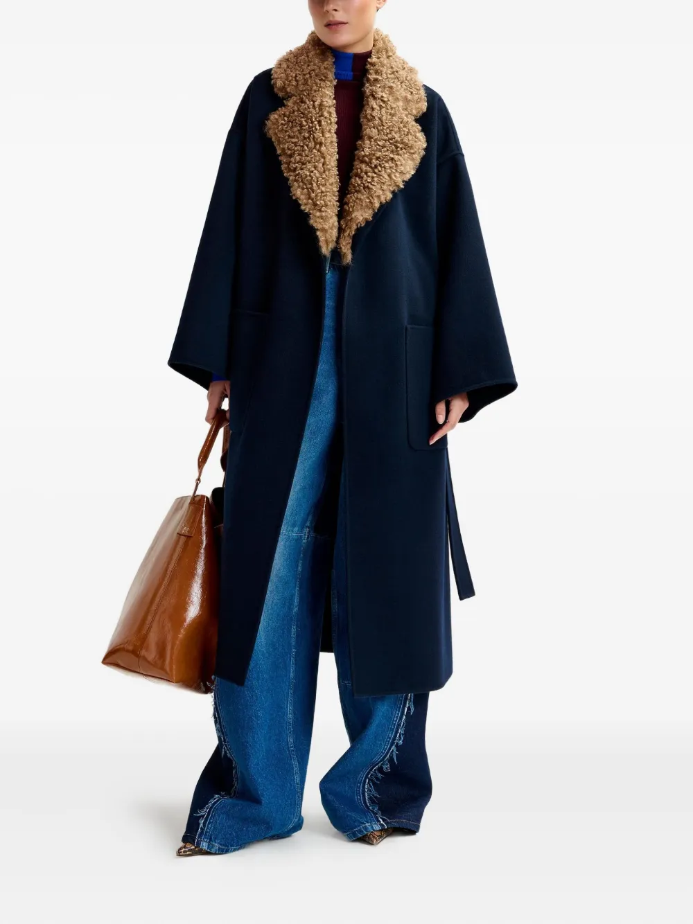 Essentiel Antwerp Mantel van imitatiebont - Blauw