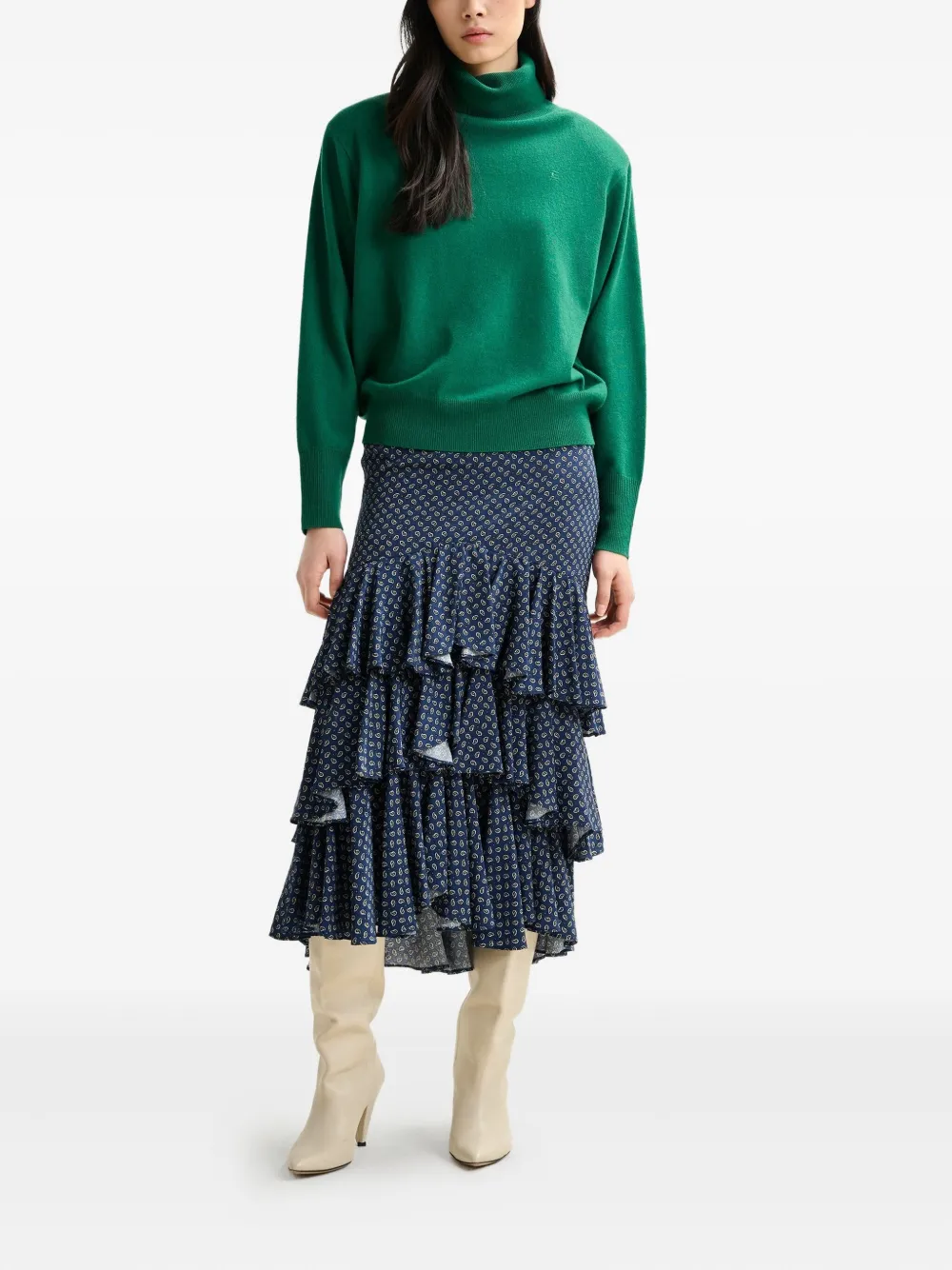 Essentiel Antwerp Embroidered-logo Turtleneck Sweater In Green
