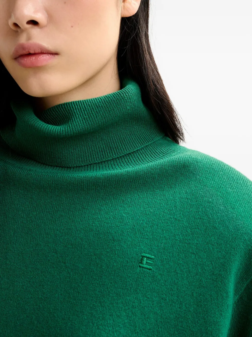 Essentiel Antwerp Embroidered-logo Turtleneck Sweater In Green