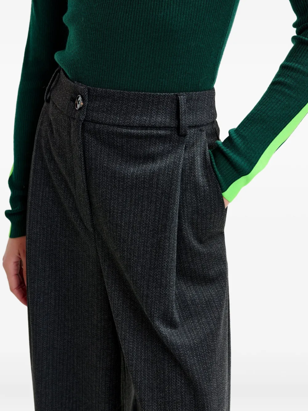 Essentiel Antwerp Insult Pleated Pinstripe Trousers In Gray
