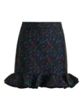 Essentiel Antwerp floral-print ruffled-hem skirt - Black