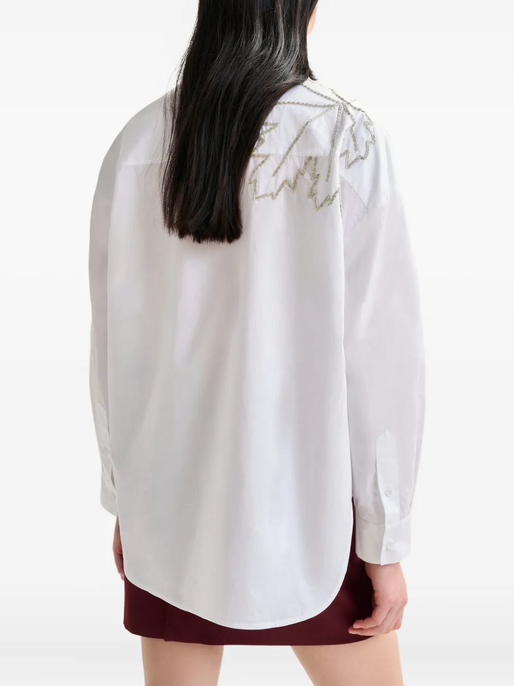 Essentiel Antwerp Embroidered-bead Cotton Shirt In White