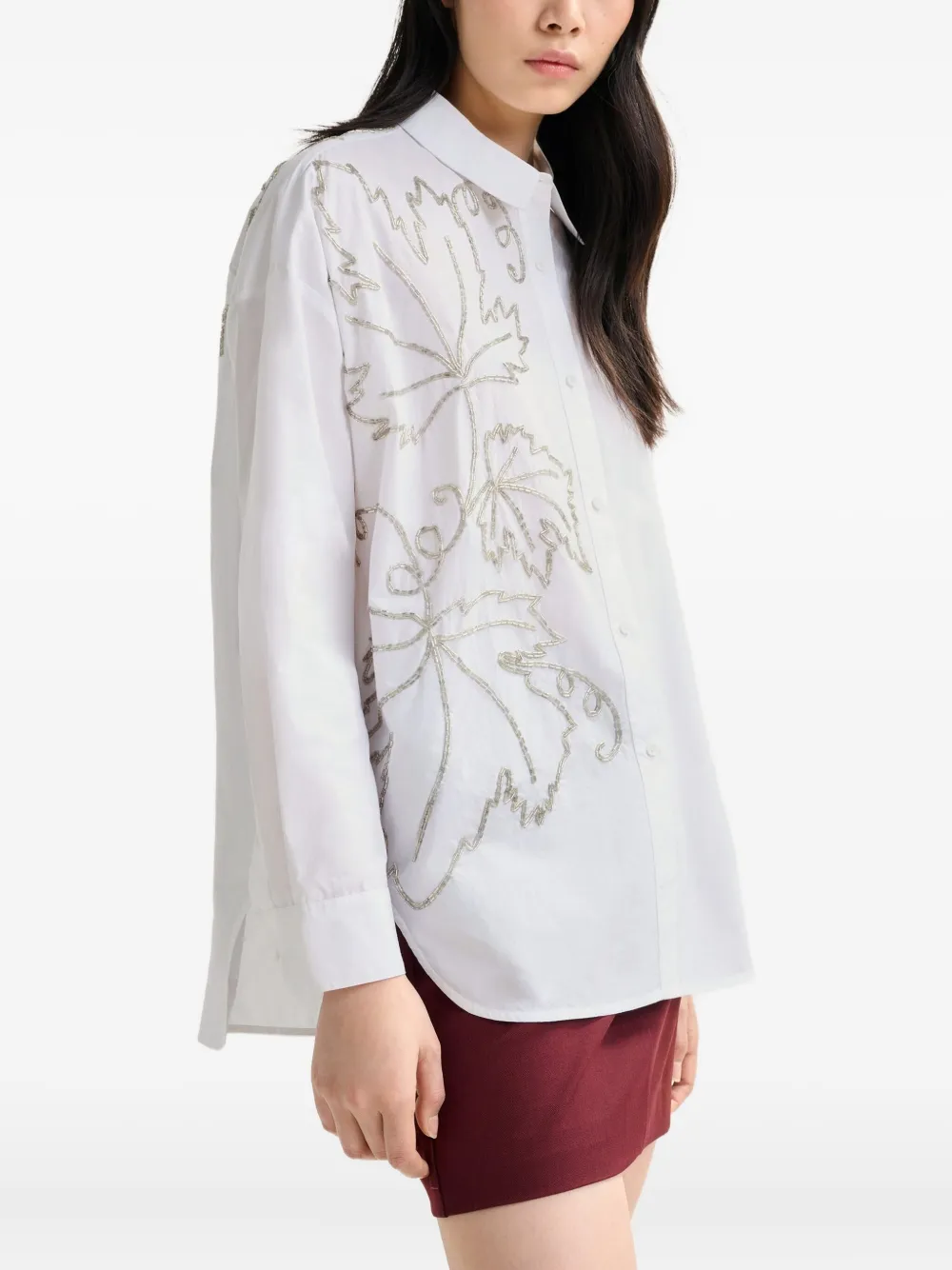 Essentiel Antwerp Embroidered-bead Cotton Shirt In White