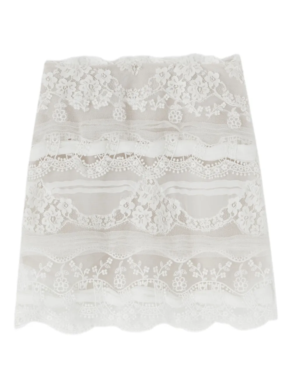 Ermanno Scervino lace-patchwork skirt - ホワイト Ermanno Scervino lace-patchwork skirt - ホワイト