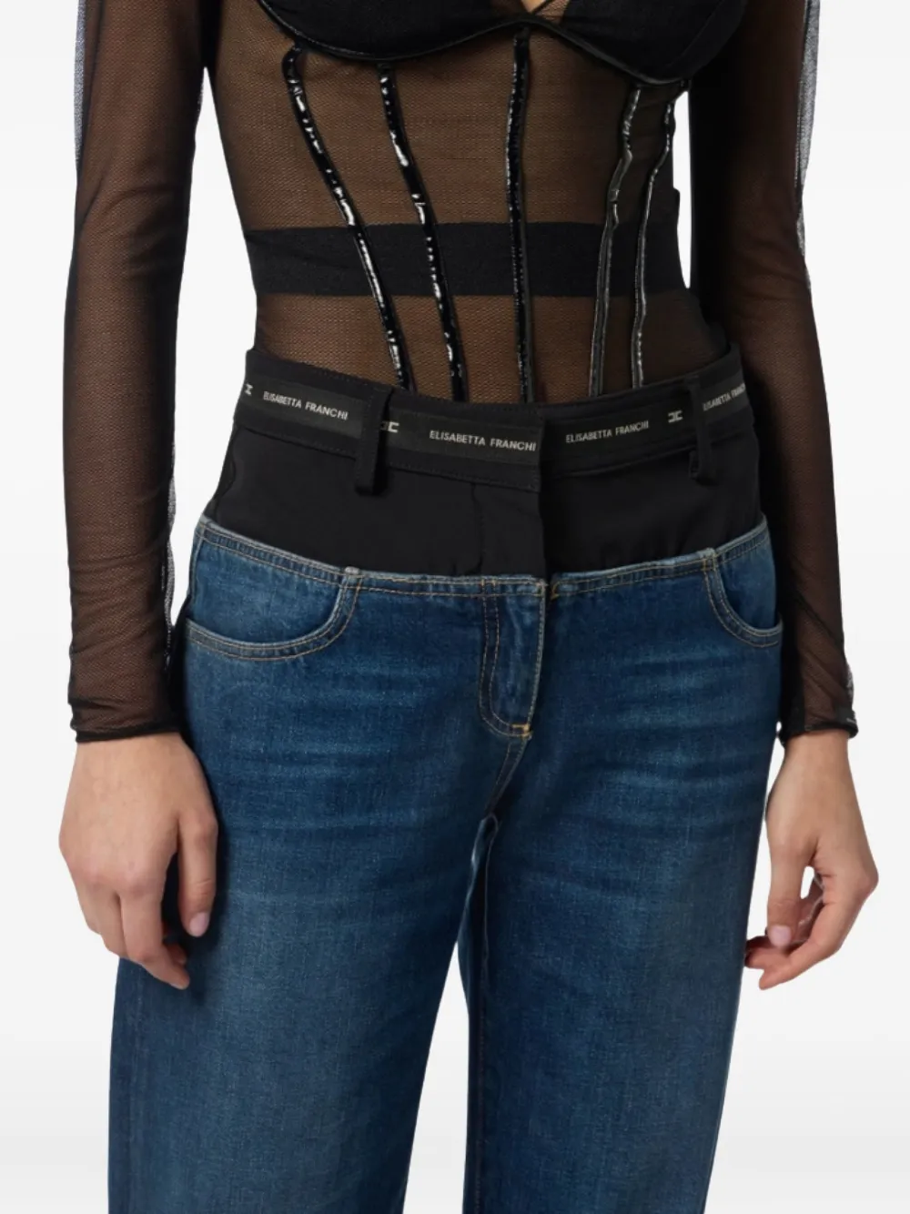 Elisabetta Franchi Waistband-detail Jeans In Blue
