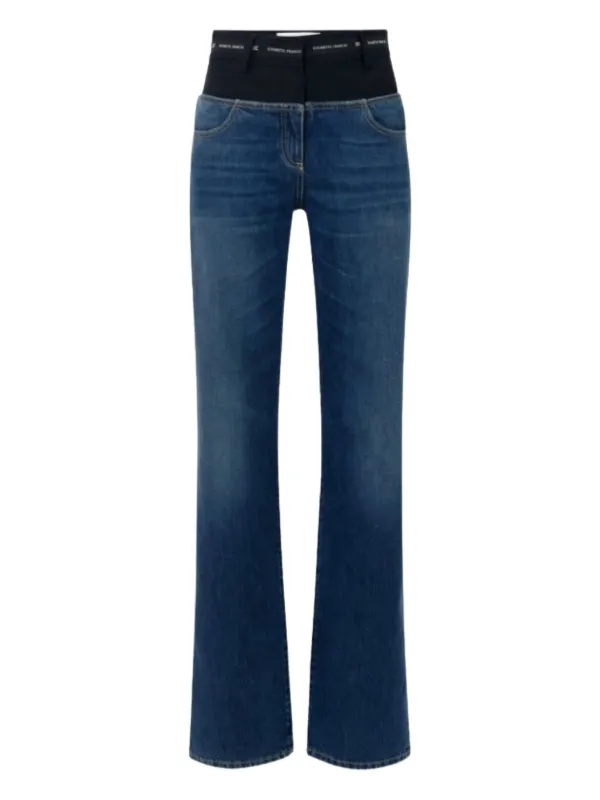 Elisabetta Franchi Jean à Taille à Lien De Resserrage Bleu