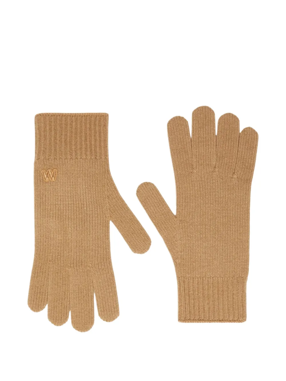 Weekend Max Mara Cashmere Logo Gloves In Brown