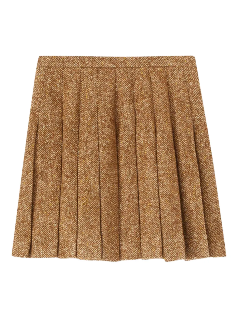Ermanno Scervino Herringbone-pattern Pleated Skirt In Brown