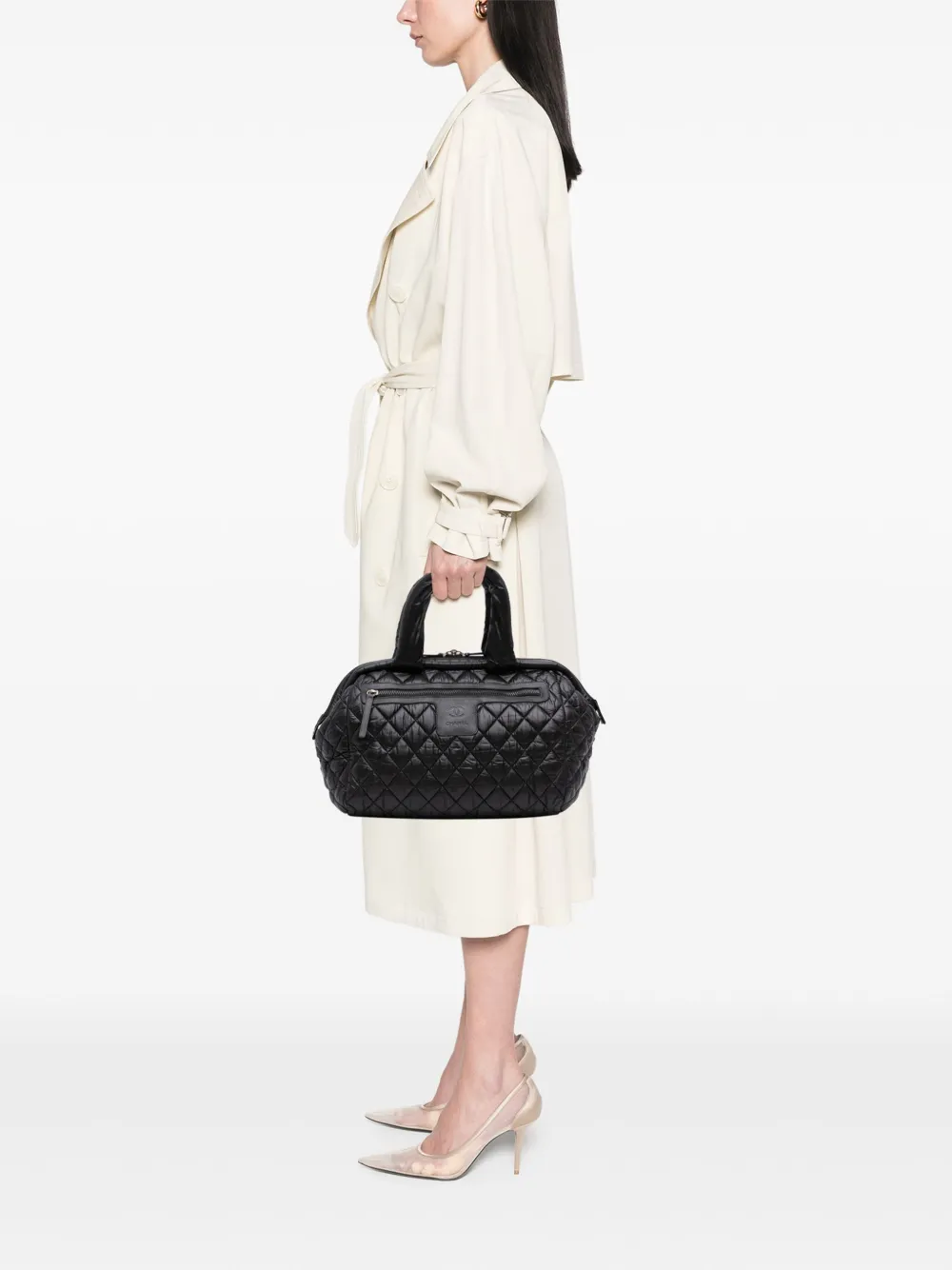 CHANEL Pre-Owned 2010-2011 Quilted Nylon Coco Cocoon Bowler Bag handbag | Pre-Owned | Image 2