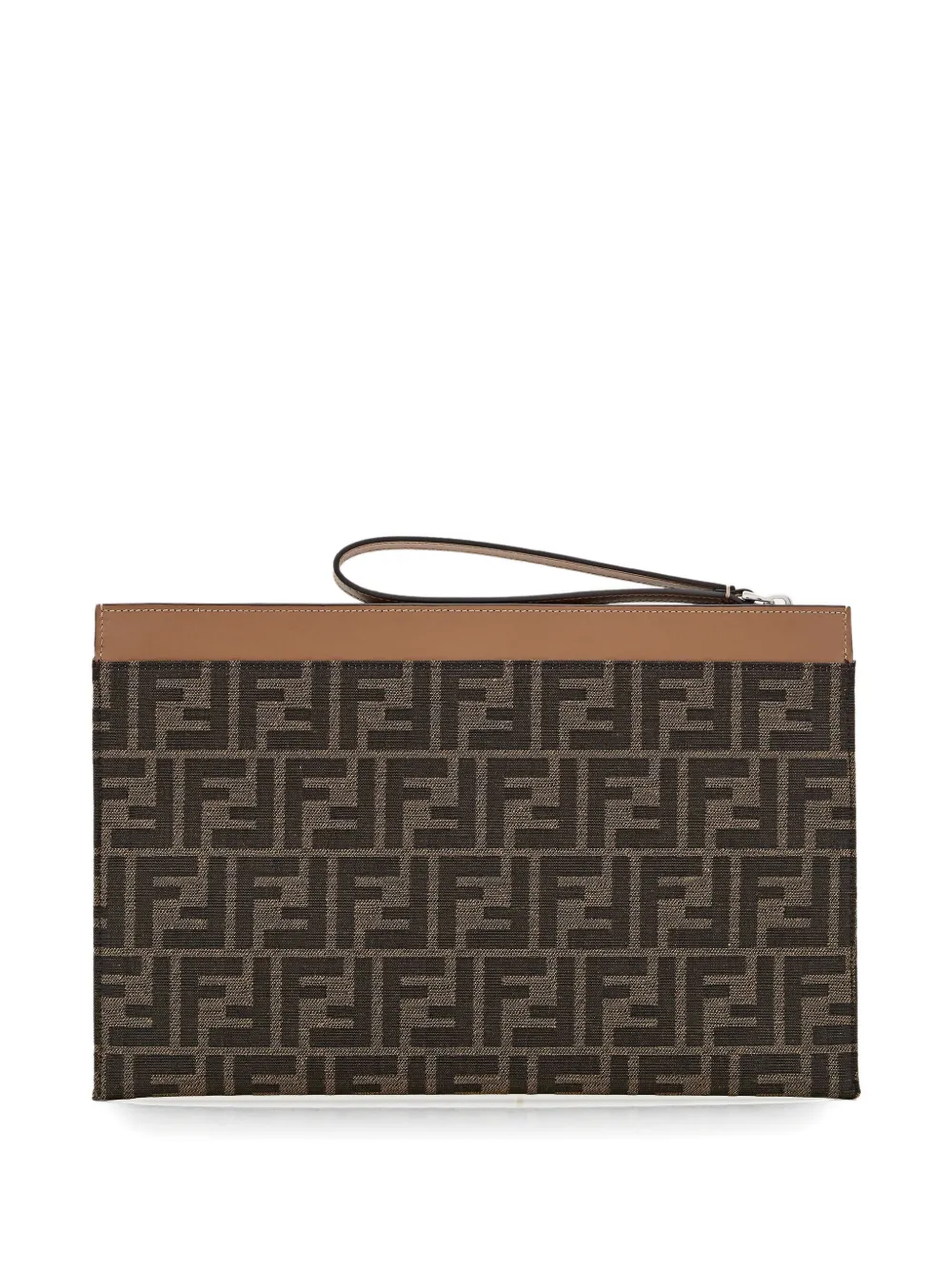 FENDI FF-logo pattern clutch bag - Bruin