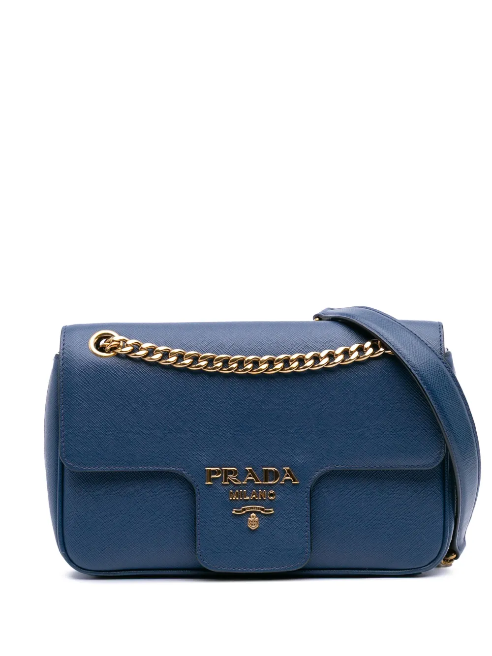 Prada Pre-Owned 2021-2025 Saffiano Pattina Chain crossbody bag - ブルー Prada Pre-Owned 2021-2025 Saffiano Pattina Chain crossbody bag - ブルー