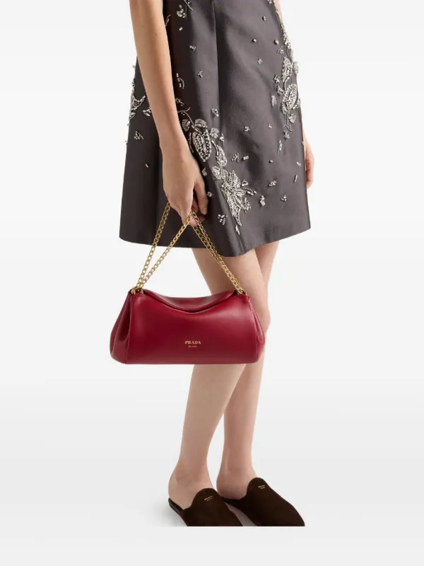 prada silk mini dress Prada Embroidered Double Satin Mini-Dress