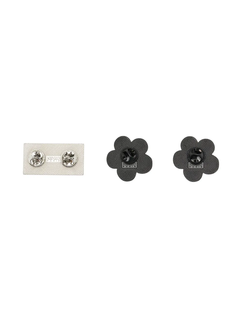 Kenzo Boke-flower Brooch (set Of Three) In Brown