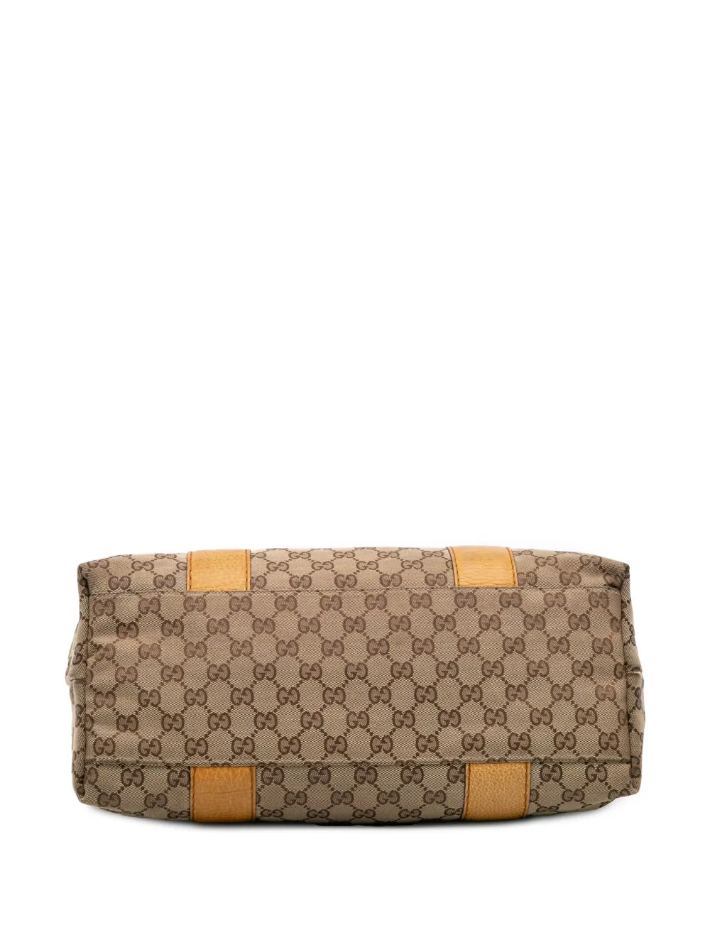 Pre-owned Gucci 2016-2024 Medium Gg Canvas Bamboo Libeccio Tote Bag In Brown