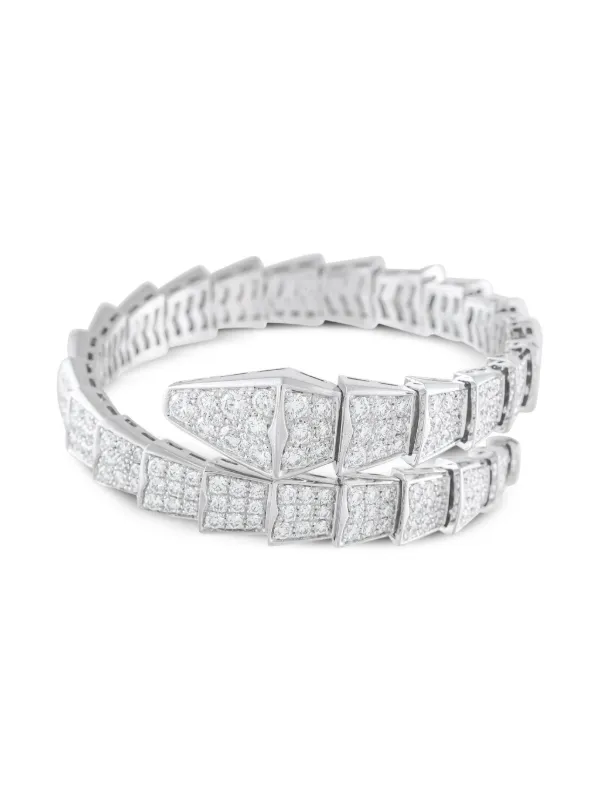 Bvlgari Pre-Owned 18K White Gold Serpenti Viper Diamond Bracelet