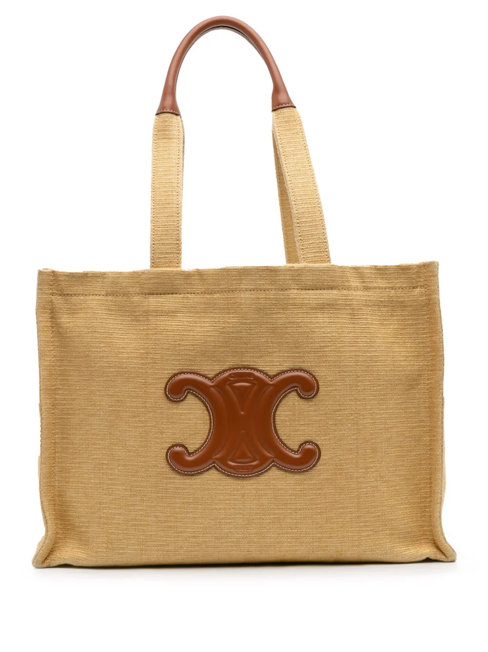 Céline Pre-Owned 2021 Large Raffia Cuir Triomphe Cabas Thais tote bag Céline Pre-Owned 2021 Large Raffia Cuir Triomphe Cabas Thais tote bag