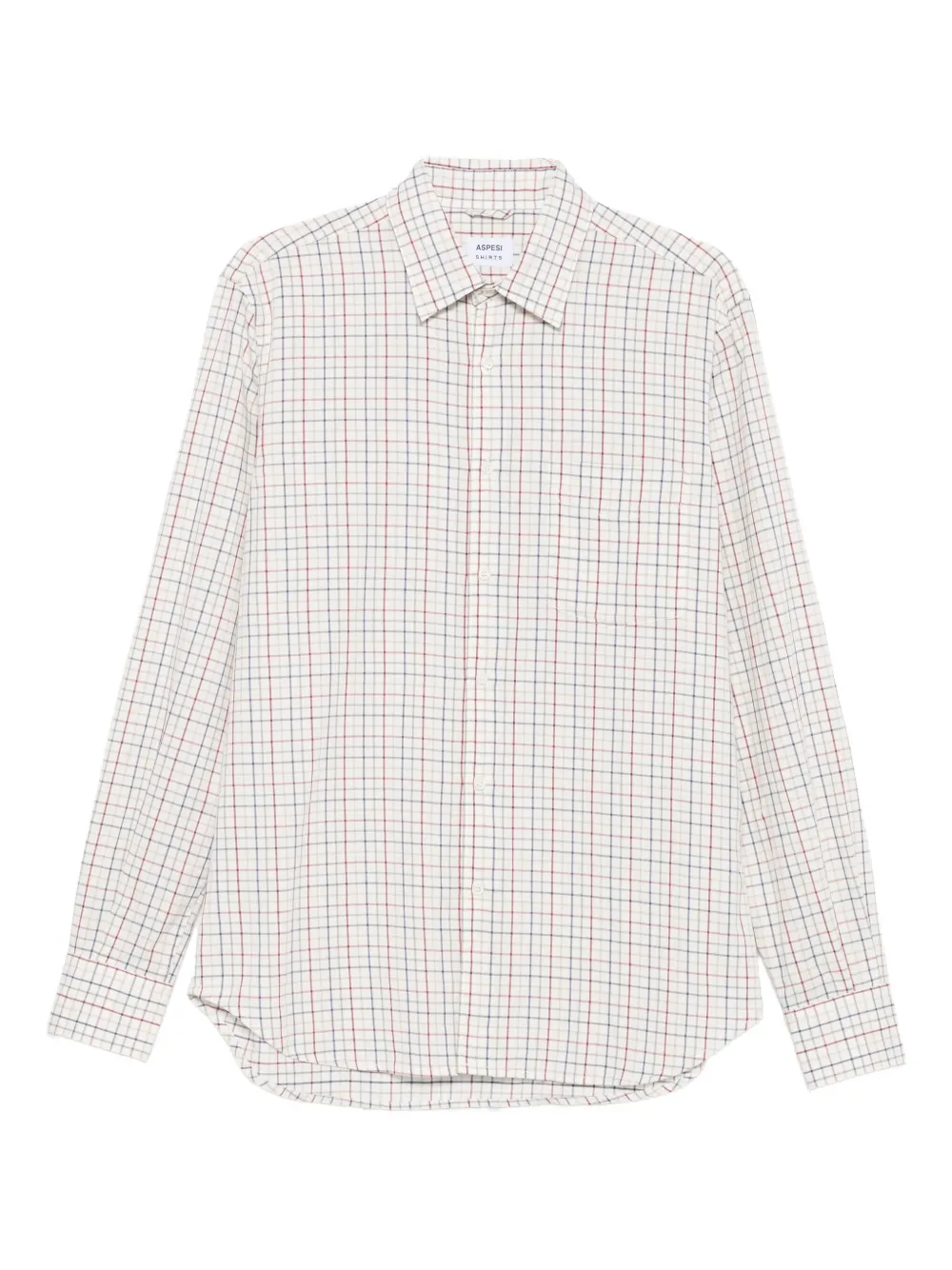 ASPESI check-pattern cotton-wool shirt | White | Image 1