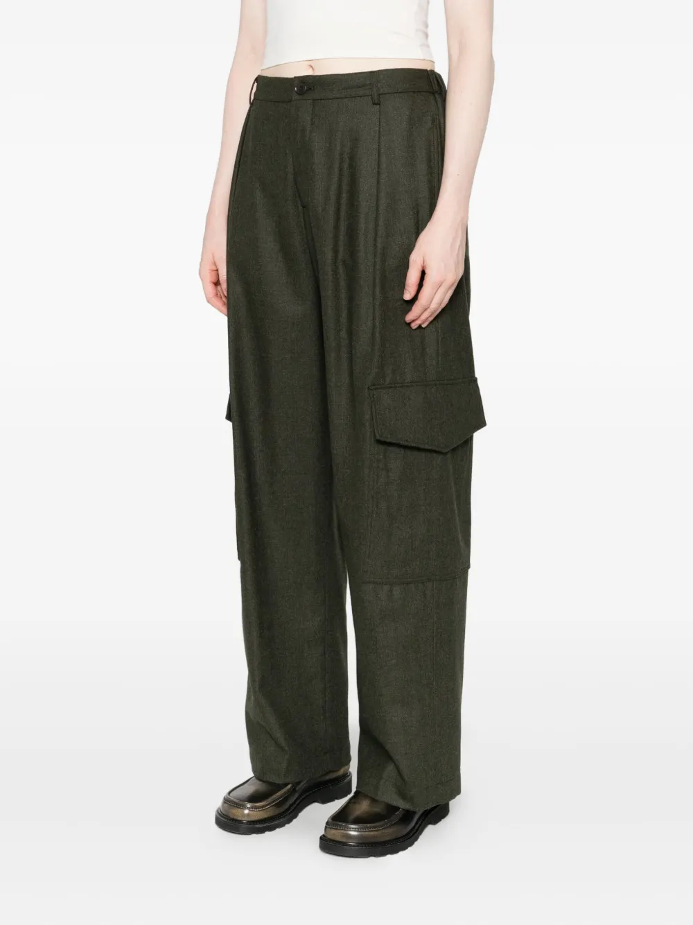 Aspesi Pleated-front Cargo Trousers In Green