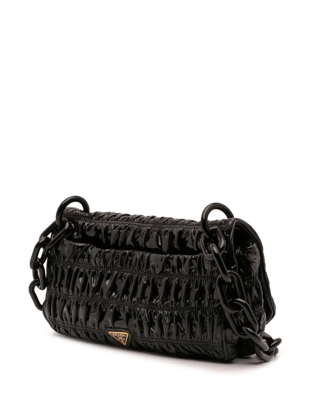 Pre-owned Prada 2000-2013 Vernice Gaufre Resin Chain Shoulder Bag In Black