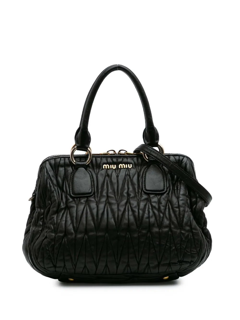 Miu Miu Pre-Owned 2010s Matelasse Lambskin satchel - ブラック Miu Miu Pre-Owned 2010s Matelasse Lambskin satchel - ブラック