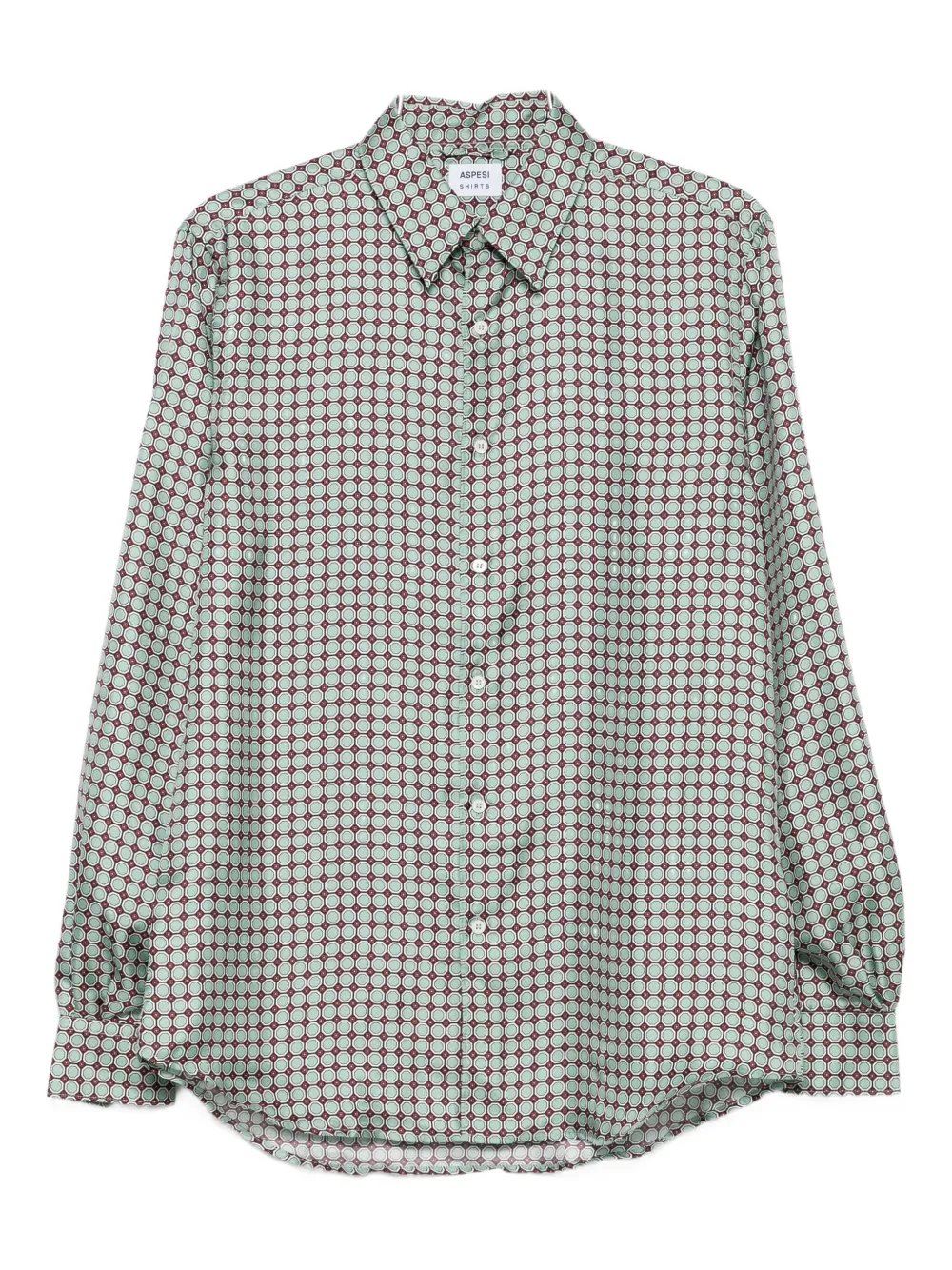 Aspesi Geometric-print Silk Shirt In Green